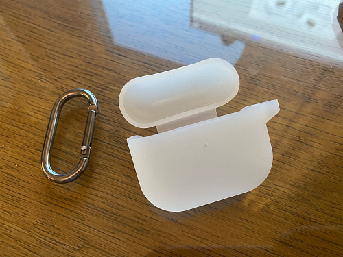 Чехол силиконовый для Airpods 3 case, X-CASE, прозрачный матовый, с карабином