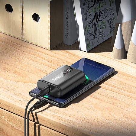 Универсальный Доп. Аккумулятор 10000mAh, Q3 Pro, HOCO, выход: 1 USB (22.5W)+PD (20W), черный