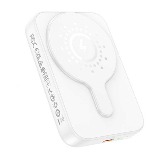 Универсальный Доп. Аккумулятор 10000mAh, J117A, HOCO, выход: 1 PD 20W, беспроводная зарядка (MagSafe), белый