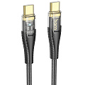 Кабель Type-C на Type-C, HOCO, U121, 60W, 1.2м, прозрачный черный