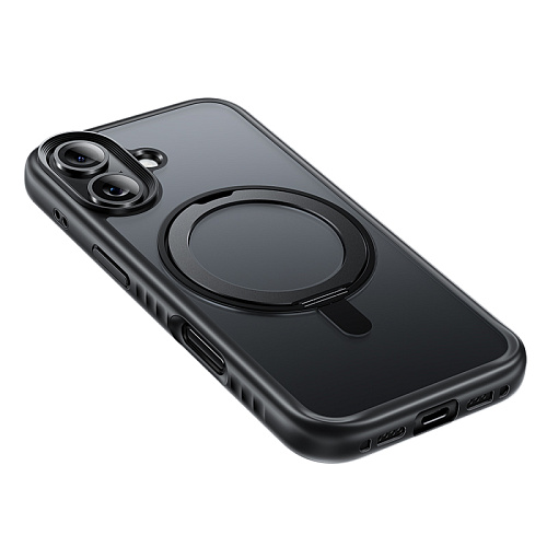 Чехол для iPhone 17, TPU + PC board, Магнитный (MagSafe), с подставкой, AS1, HOCO, прозрачный