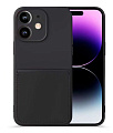 Чехол силиконовый для iPhone 12 (6.1), с карманом для карты, с защитой камеры, X-CASE, черный