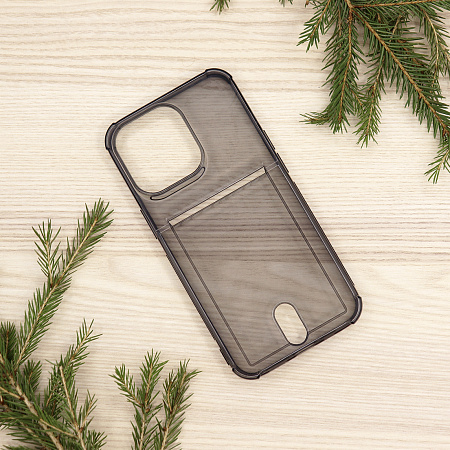 Чехол силиконовый для iPhone 13 Pro (6.1), с карманом для карт, X-CASE, затемненный
