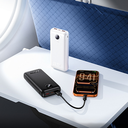 Универсальный Доп. Аккумулятор 20000mAh, J172A, HOCO, выход: 1 USB (22.5W), 1 PD (20W), с дисплеем, черный