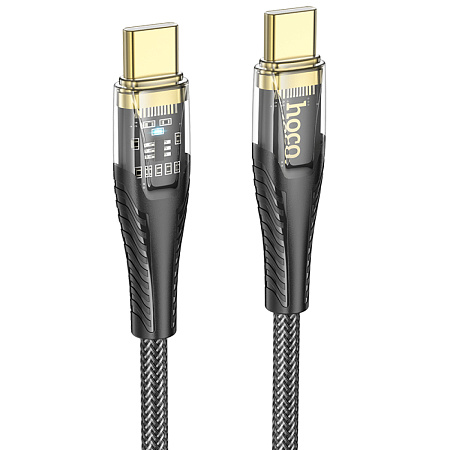 Кабель Type-C на Type-C, HOCO, U121, 60W, 1.2м, прозрачный черный