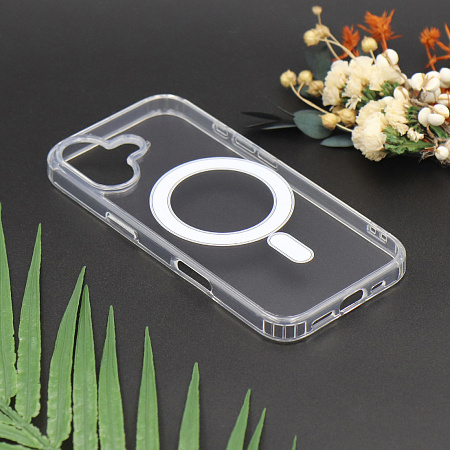 Чехол силиконовый для iPhone 16, Магнитный (MagSafe), X-CASE, прозрачный
