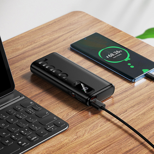 Универсальный Доп. Аккумулятор 10000mAh, J158 Pro, HOCO, выход: 1 USB (22.5W), 1 PD (20W), черный