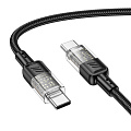 Кабель Type-C на Type-C, HOCO, U129, 1.2м, 60W, черный с прозрачным