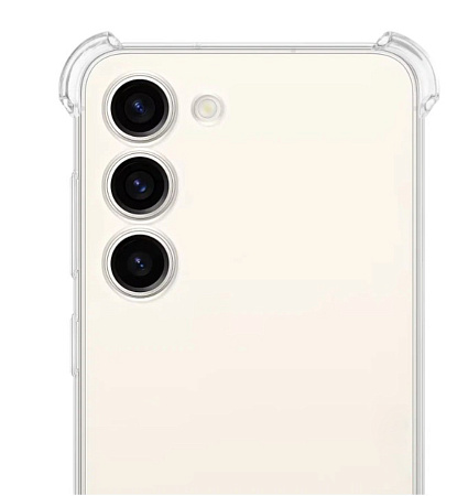 Чехол силиконовый для Samsung Galaxy S23, усиленные края, с защитой камеры, X-CASE, прозрачный