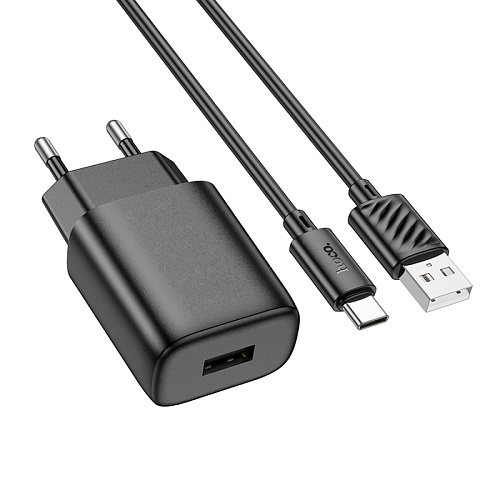 Сетевое зарядное устройство, 1 USB 2.4A (C134A), HOCO, Type-C, черный