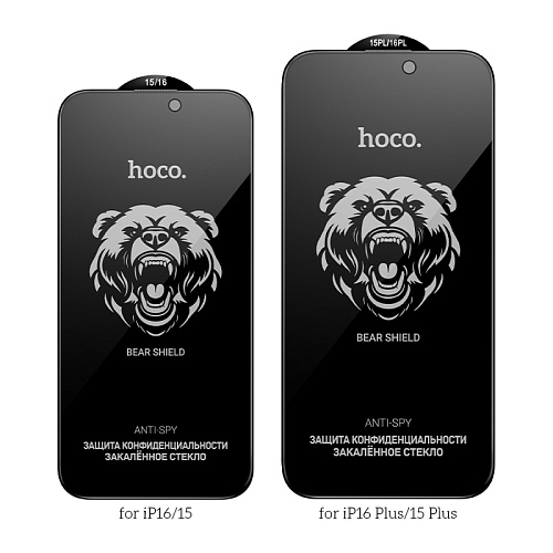 Защитное стекло для iPhone 15/16, A777 Plus, HOCO, антишпионское, черное
