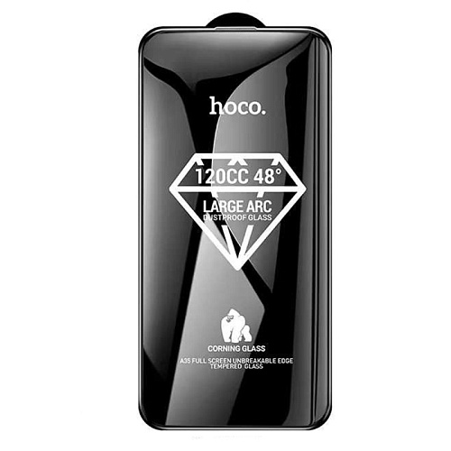 Защитное стекло для iPhone 15/16, A35, HOCO, Corning original screen large arc edge tempered glass, черное