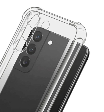 Чехол силиконовый для Samsung Galaxy S23, усиленные края, с защитой камеры, X-CASE, прозрачный