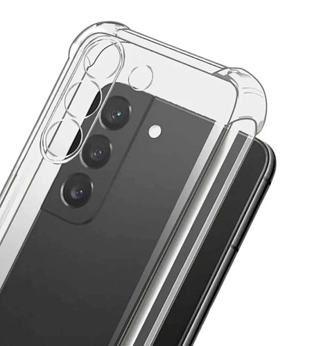 Чехол силиконовый для Samsung Galaxy S23, усиленные края, с защитой камеры, X-CASE, прозрачный