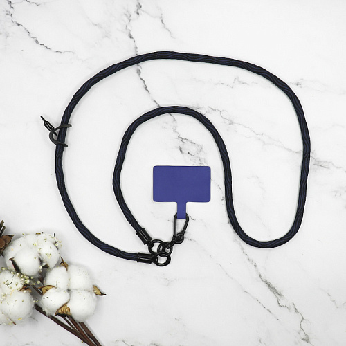 Ремешок на шею/плечо с креплением под чехол, толстый, цвет разноцветный змейка №8, синий