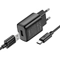 Сетевое зарядное устройство, 1 USB 2.4A (C134A), HOCO, Type-C, черный