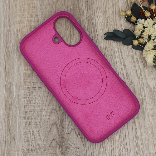 Чехол-накладка для iPhone 17, Silicon Case, магнитный (MagSafe), с дизайном, без лого, X-CASE, винный