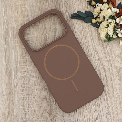 Чехол-накладка для iPhone 17 Pro, Silicon Case, магнитный (MagSafe), без лого, X-CASE, коричневый