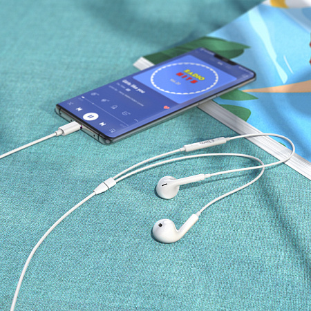 Проводные наушники M101 Max Type-C, Crystal grace wire-controlled digital earphones with microphone, HOCO, белые