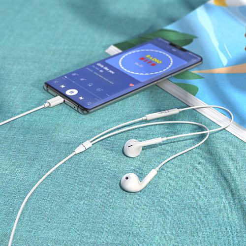 Проводные наушники M101 Max Type-C, Crystal grace wire-controlled digital earphones with microphone, HOCO, белые