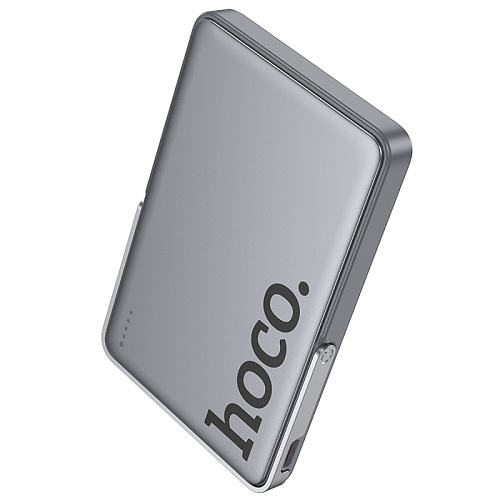 Универсальный Доп. Аккумулятор 5000mAh, Q36, HOCO, 1 PD 20W, беспроводная зарядка (MagSafe), с подставкой, серый
