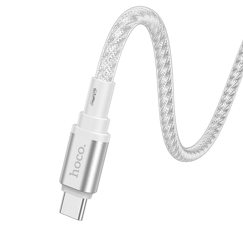 Кабель Type-C на Type-C, HOCO, X98, 1м, силиконовый, 60W, серебряный