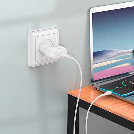 Сетевое зарядное устройство, 1 USB 2.1A (C96A), HOCO, Type-C, белый