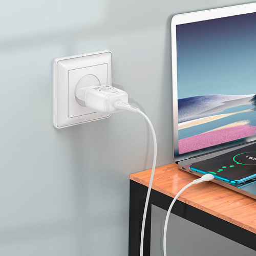Сетевое зарядное устройство, 1 USB 2.1A (C96A), HOCO, Type-C, белый