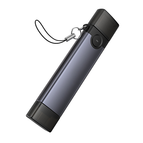 Картридер 3 в 1, USB/Type-C на SD/TF3.0+USB 2.0, HB56, HOCO, серый
