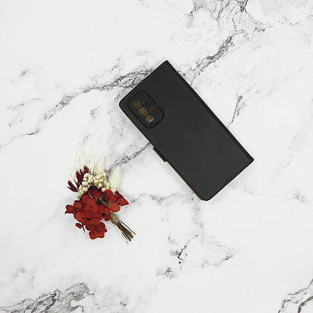 Чехол-книжка для Samsung Galaxy A23 (4G/5G), боковой с хлястиком, черный