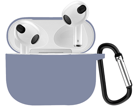 Чехол силиконовый для Airpods 3 case, X-CASE, лавандовый с карабином