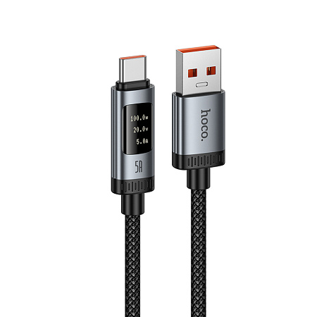Кабель Type-C на Type-C, HOCO, U148, 240W, 1.2м, с дисплеем, черный