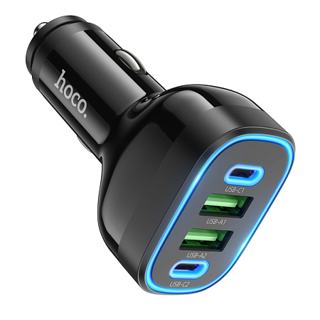 Автомобильное зарядное устройство, 2 USB QC3.0 18W, 1 PD 30W (NZ11A), HOCO, черный