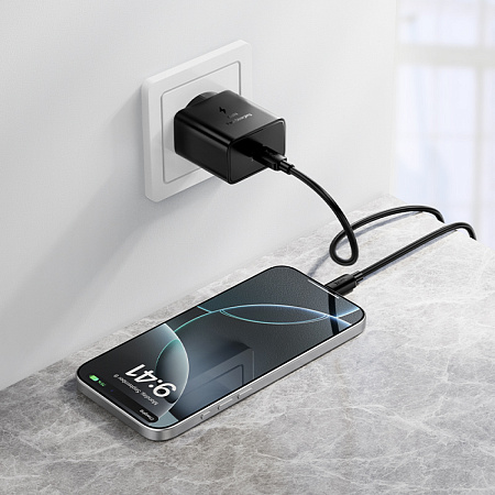 Сетевое зарядное устройство, 1 PD 45W (N77), HOCO,Type-C to Type-C, черный