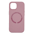 Чехол-накладка для iPhone 15, Silicon Case, магнитный (MagSafe), без лого, X-CASE, бледно-розовый