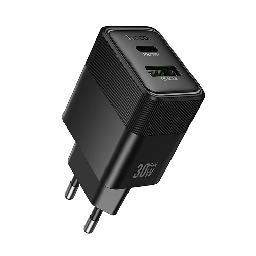 Сетевое зарядное устройство, 1 PD 30W + 1 USB 3.0 QC (CS112A), HOCO, черный