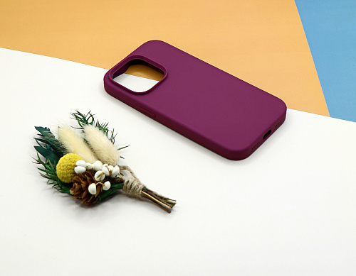Чехол - накладка для iPhone 13 Pro, Silicon Case, без лого, винный