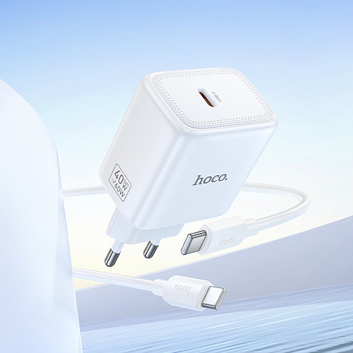 Сетевое зарядное устройство, 1 PD 40W (N83), HOCO, Type-C to Type-C, цвет белый