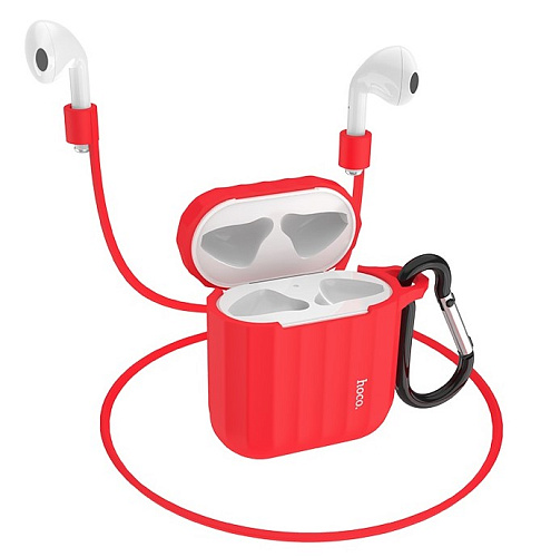 Чехол силиконовый для Airpods 1/Airpods 2, WB10, HOCO, красный