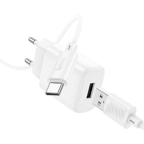 Сетевое зарядное устройство, 1 USB 2.4A (C134A), HOCO, Type-C, белый
