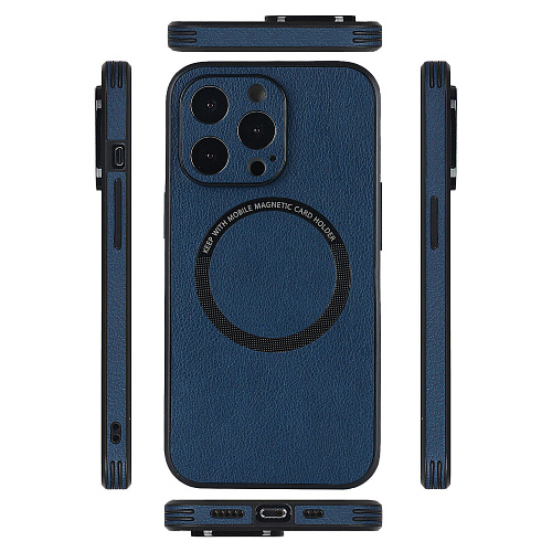 Чехол силиконовый для iPhone 14 Pro Max (6.7), Магнитный (MagSafe), экокожа, DU DU, синий