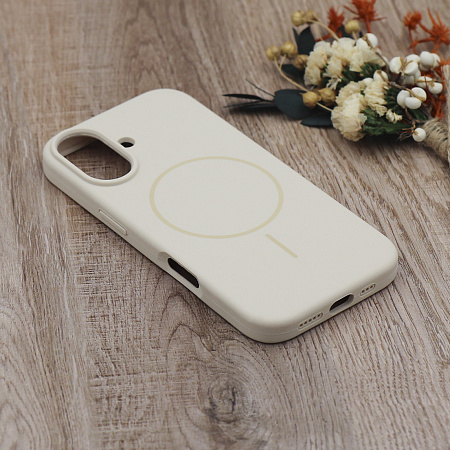 Чехол-накладка для iPhone 17, Silicon Case, магнитный (MagSafe), без лого, X-CASE, бежевый