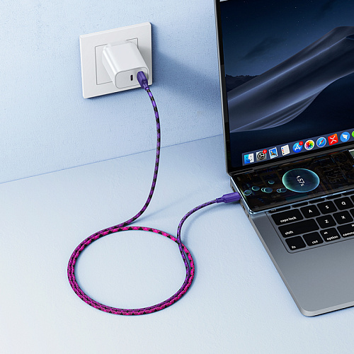 USB Кабель Type-C, HOCO, X116, 1м, разноцветный фиолетовый с розовым или оранжевым