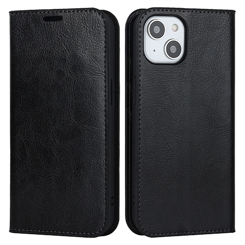 Чехол-книжка для iPhone 14 Plus, боковой, экокожа, черный