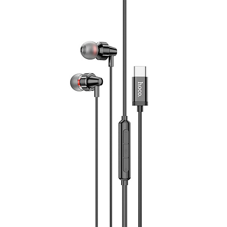 Проводные наушники M90, Type-C, Delight wire-controlled earphones with microphone, HOCO, вакуумные, черные
