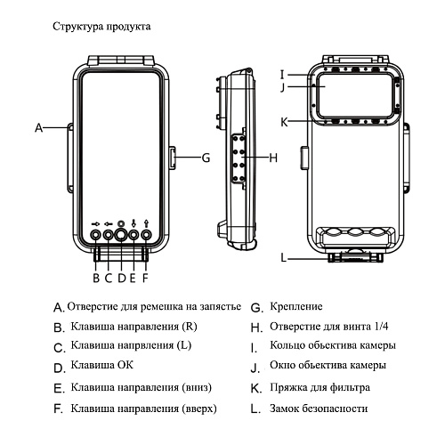 Чехол для дайвинга для IPhone 16, 16E, 16 Pro, 15, 15 Pro и Android с разъемом Type-C, 45 м погружение, PULUZ