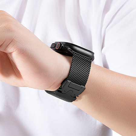 Ремешок на руку для Apple Watch 44/45/46/49 мм, HOCO, WA33, Milanese loop, застежка зонтиком, черный