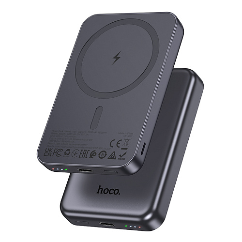 Универсальный Доп. Аккумулятор 5000mAh, J160, HOCO, 1 PD 10W, беспроводная зарядка (MagSafe), серый