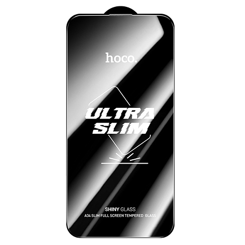 Защитное стекло для iPhone 15/16, A34 Slim, HOCO, Full screen HD tempered glass 0.2mm, черное