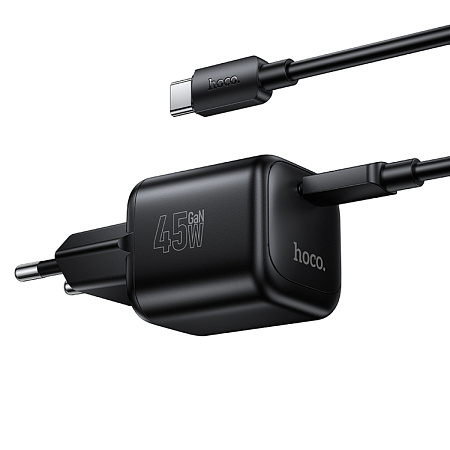 Сетевое зарядное устройство, 1 PD 45W (N84), HOCO, Type-C to Type-C, компактный, черный